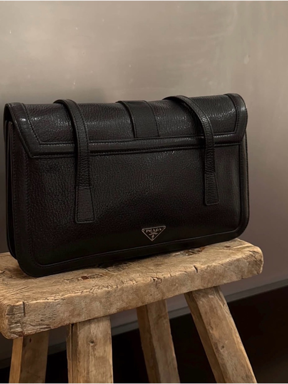 Authentic Prada Archive Vintage Black Baguette Satchel Shoulder Bag Leather - Picture 4 of 8